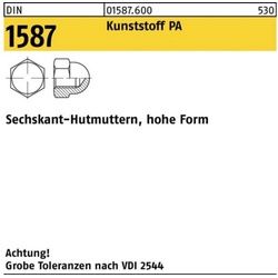 Reyher Hutmutter 100er Pack Sechskanthutmutter DIN 1587 M6 Polyamid natur 100 Stück DI