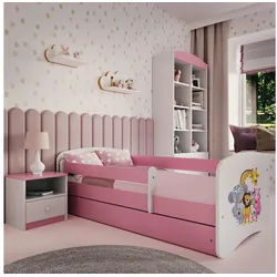 Raumhirsch Furniture Kinderbett 70x140, 80x160, 80x180 cm - Komplettset mit Schublade (Bett für Mädchen, Einzelbett für Kinder von 2-12 Jahren, Rausfallschutz und Lattenrost), verschiedene Farben & Designs rosa