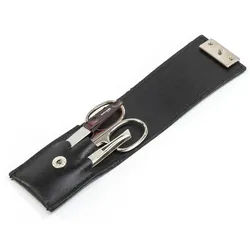 EloModa Maniküre-Kosmetik-Etui 3-tlg Solingen Maniküre Set mit Leder Etui, Nagelschere, Feile, Pinzet, 3 tlg., Made in Germany schwarz
