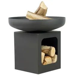 Gardener hohe Feuerschale mit Holzlager | Ø70cm x H 57cm