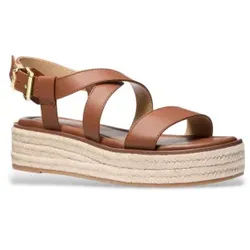 Michael Kors für Damen. 40S5LYFS1L Braune Lynn Ledersandalen (40), 3 bis 5 cm, Schnalle, Lässig