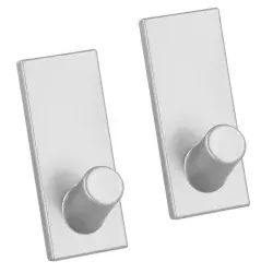 Metaltex pullCLEAN Klebehaken rechteckig, silberfarben, Haken zum Kleben mit vier rückstandsfrei ablösbaren Klebestreifen, 1 Packung = 2 Stück