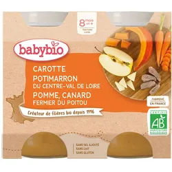 Babybio Carotte Potimarron DU Centre-Val DE Loire Pomme Canard Fermier DU Poitou ab 8 Monaten