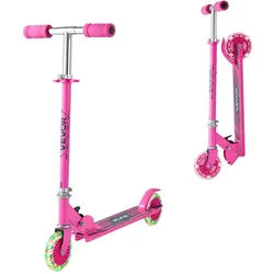 VEVOR Scooter (2 Räder) für Kinder ab 3 Jahren, Cityroller Kinderroller mit leuchtenden Rädern & höhenverstellbarem Lenker & rutschfestem Deck & faltbarem Rahmen, Tretroller bis zu 50 kg, Pink