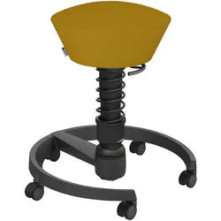 Aeris Bürohocker , Gelb, Schwarz , Metall, Textil , C-Form, rund , 55x45.66x55 cm , Made in Germany, Oeko-Tex® Standard 100, AGR-geprüft , Büromöbel, Bürostühle, Bürohocker