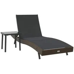 vidaXL Gartenliege Sonnenliege 2 pcs Schwarz und Braun Poly-Rattan, 2 St. braun