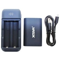 2fach USB-Schnell-Ladegerät und Powerbank für 18650er Li-Ion Akku mit max. 65mm Länge