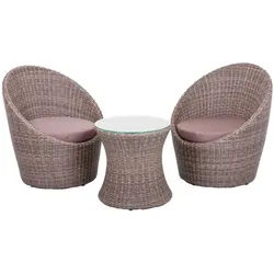 Gardenson Gartenset , Klar, Grau, Schwarz , Metall, Kunststoff, Glas, Textil , 3-teilig , Füllung: Polyester , gastro- und objekttauglich, regenabweisend, UV-beständig, wetterfest, Tisch mit Glasplatte, platzsparend verstaubar, geeignet für Balkon , Gartenmöbel, Gartengarnituren, Gartenmöbel-Sets