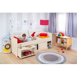 BioKinder - Das gesunde Kinderzimmer Kinderbett Lina, inkl. Bettkommode, Bettkasten, Lehne und Lattenrost weiß