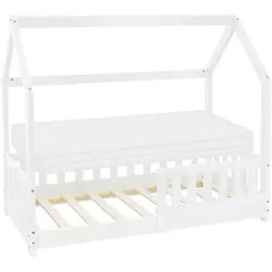 Ml-Design Kinderbett mit Dach und Matratze 70x140 cm Weiß , Holz , Kiefer , Rechteckig , 70x140 cm , Babymöbel & Kindermöbel, Kinderzimmer & Jugendzimmer, Kinderbetten, Spielbetten