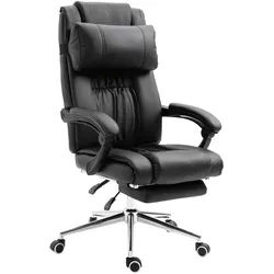 Svita Chefsessel ausfahrbar Kunstleder Schwarz , Textil , 69x125x51 cm , Arbeitszimmer, Bürostühle, Drehstühle