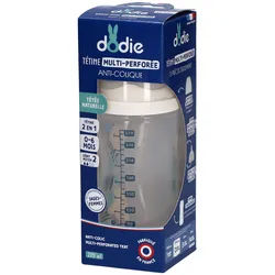 Dodie Flasche Sauger Multi-Perforiert Anti-Colic Blau +3M 270 ML