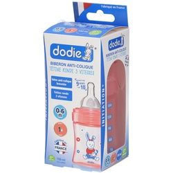 dodie® Babyflasche Initiation+ 150 ml Rosa Puppe Schnuller Durchfluss 1