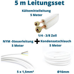 5m Leitungsset 1/4 3/8 Kältemittelleitung + Steuerleitung + Kondensatschlauch