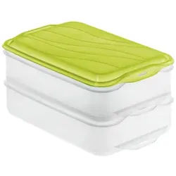 Rotho RONDO Foodcenter, grün, Frischhaltedose hilft Lebensmittel frisch aufzubewahren, 1 Set = 2 x 1,35 Liter