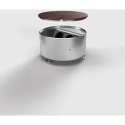 BS 9902B-1-0 Bodensteckdose, 2-fach, rund, aufliegender Deckel aus Aluminium, belegbar, 2x Schutzkontakt-Steckdose, inkl Stellfüße.