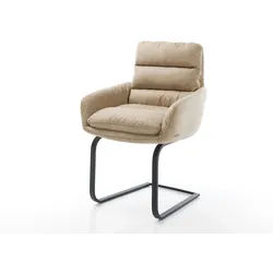 Freischwinger Abelia-Flex mit Armlehnen Mikrofaser Beige Vintage Freischwinger flach Schwarz