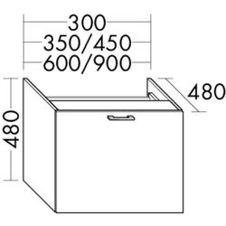 Burgbad Unterschrank Sys30 PG2 Echo 480x300x480 Tectona Dekor Zimt, WXQD030F3424 WXQD030F3424