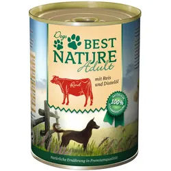 Best Nature Adult, Nassfutter für Hunde, 400g - Rind, Reis und Distelöl