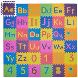 Relaxdays 90Tlg.puzzlematte , Multicolor , Textil , Quadratisch , 180.5x180.5 cm , Teppiche und Böden, Teppiche, Kinderteppiche