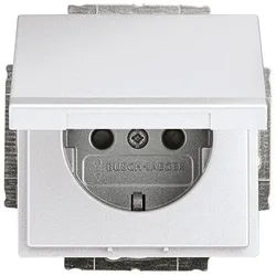 Busch-Jaeger 20 EUKB-83 Schutzkontakt-Steckdose Safety+ mit Klappdeckel und erhöhtem Berührungsschutz, mit Befestigungskrallen, aluminium silber matt, Plattform 63