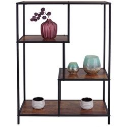 Mid.you Regal , Naturfarben, Schwarz , Holzwerkstoff , 4 Fächer , 77x114x33 cm , Wohnzimmer, Regale, Bücherregale