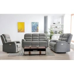 Couchgarnitur mit elektrischer Relaxfunktion 3+2+1 - Stoff - Anthrazit - NEVERS