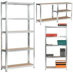 Raumhirsch Furniture Standregal Robustes Metallregal 180 cm - Hohe Stabilität - Stauraum, 2-tlg., Optimaler Stauraum für Garage, Werkstatt und mehr, pflegeleicht silberfarben 90 cm x 180 cm x 30 cm
