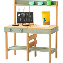 VEVOR Matschküche Kinderküche Spielküche Holzspielzeug mit Zubehör 762x391x914mm