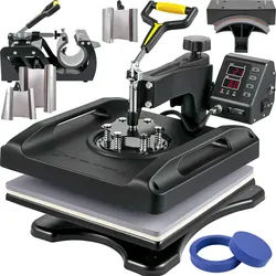 VEVOR 1200 W Hitzepresse 8 in 1 T-Shirtpresse 38 x 38 cm Schwarz Transferpresse Heißpresse T-Shirt zum Aufbringen von Buchstaben Zahlen und Mustern