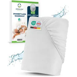 Sensalou Spannbettlaken wasserdicht 200 x 220 cm Spannbetttuch 2er Set 2 St