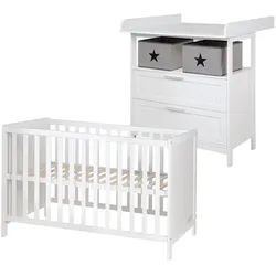 Roba Babyzimmer-Set Hamburg mit Schubladen, 2-teilig , Weiß , Holzwerkstoff , 66x76x123 cm , Babymöbel, Babyzimmer-Sets