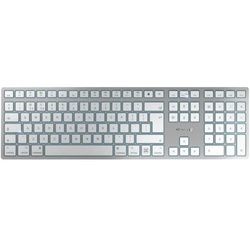 Cherry KW 9100 SLIM - Tastatur - kabellos - 2.4 GHz, Bluetooth 4.0 - QWERTZ - Deutsch - Tastenschalter: CHERRY SX - weiß - Silber - für Apple iMac; Mac mini; Mac Pro; MacBook; MacBook Air; MacBook Pro - Neu