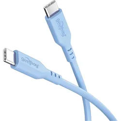 USB-C Silikon-Ladekabel, für USB-C Geräte, schnellladefähig, Knickschutz, Länge 1,5 Meter, blau