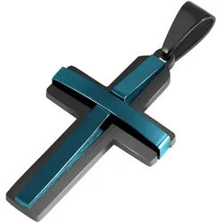 Kettenanhänger ADELIA ́S "Unisex Anhänger – Kreuz Kreuzanhänger aus Edelstahl", blau, Schmuckanhänger, Damen, Edelstahl, Kettenanhänger, Ein Geschenk, das Freude macht