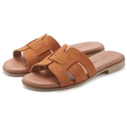 LASCANA Mule, Sandale, offener Schuh, Sommerschuh, Pantolette aus hochwertigem Leder braun 38