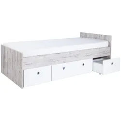 arthur berndt Jugendbett Bente 120 x 200 cm , Eichefarben, Weiß , Holzwerkstoff , 3 Schubladen , 120x200 cm , Blauer Engel, Hergestellt in Deutschland , Babymöbel & Kindermöbel, Kinderzimmer & Jugendzimmer, Kinderbetten, Kinderbetten & Jugendbetten
