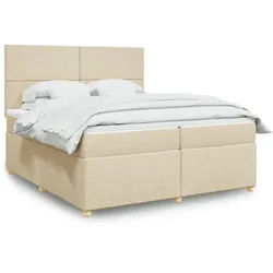 vidaXL Boxspringbett, Boxspringbett mit Matratze Creme 200x200 cm Stoff
