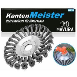 MAVURA Motorsensenmesser KantenMeister Freischneider Unkrautbürste für Motorsense, Wildkrautbürste Profi Fugenbürste Unkraut entferner 25,4 X 150mm silberfarben