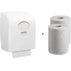 Kimberly-Clark Aktionsset "Effizienz", weiß Spendersystem, 1 Spender weiß + 12 Rollen SCOTT® Essential á 190 m, Aktionsset zum Sonderpreis