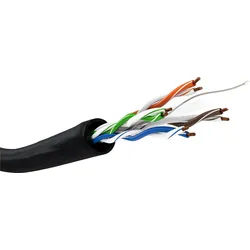 Goobay CAT 6 Outdoor Netzwerkkabel, U/UTP, schwarz - Kupferleiter (CU), AWG 23/1 (solid), Polyethylen-Kabelmantel (PE)