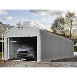 TOOLPORT 5x24m Zeltgarage, PVC-Plane, grau, mit Statik (Erduntergrund) - (99531)