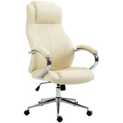 CLP Chefsessel Echtleder creme , Creme , Leder , 64x120x79 cm , Arbeitszimmer, Bürostühle, Chefsessel