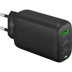 Goobay USB-CTM PD 3-fach Multiport-Schnellladegerät (65 W) schwarz - Ladeadapter mit 2x USB-CTM-Anschlüssen (Power Delivery) und 1x USB-A-Anschluss (Quick Charge 3.0)