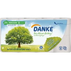 Danke Toilettenpapier naturweiß, 3-lagig, Klopapier aus 100 % recyceltem Altpapier ohne Bleichmittel, 1 Packung = 8 Rollen à 150 Blatt