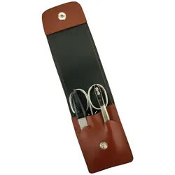 EloModa Maniküre-Kosmetik-Etui Solingen* Maniküre Set im Lederetui – Made in Germany – Nagelschere, 3 tlg., Made in Germany braun