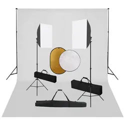 vidaXL Fotostudio-Box 500 x 300 cm Fotostudio Set mit Softbox-Leuchten Hintergrund und Refle bunt
