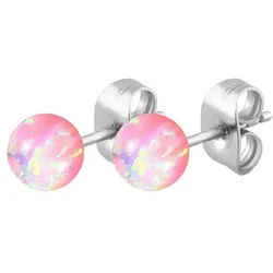 FILANGO Paar Ohrstecker Chirurgenstahl Ohrstecker SYNTHETISCHER OPAL (Ohrstecker, 1-tlg) rosa Opalgröße: 5 mm