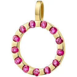 Kettenanhänger FIRETTI "Schmuck Geschenk Gold 333 Halsschmuck Anhänger Kreis rund", rosa (gelbgoldfarben, rot, rot), Schmuckanhänger, Damen, Gelbgold 333, 1,5 g, Kettenanhänger, mit Edelsteinen