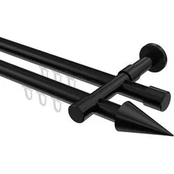 GARDINENSTANGE INNENLAUF Prestige Savio 400 cm (geteilt in 2 x 200 cm), 2-läufig, 20 mm Ø Schwarz